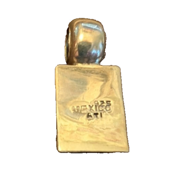 Sterling Silver Rectangle Turquoise Pendant 925 ATI Mexico - Picture 5 of 6